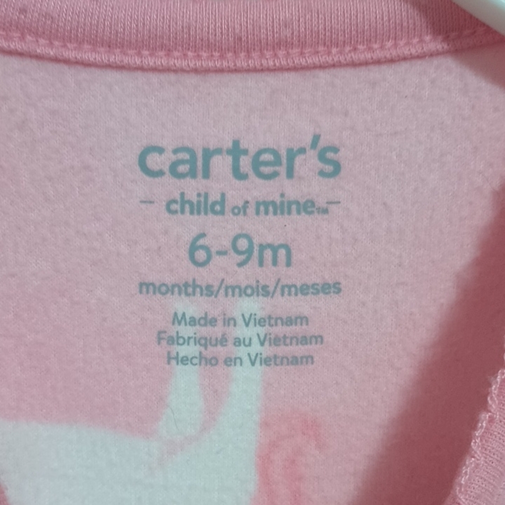Carter's Pink Unicorn Footed One Piece. Size:6-9Mo - Picture 4 of 7